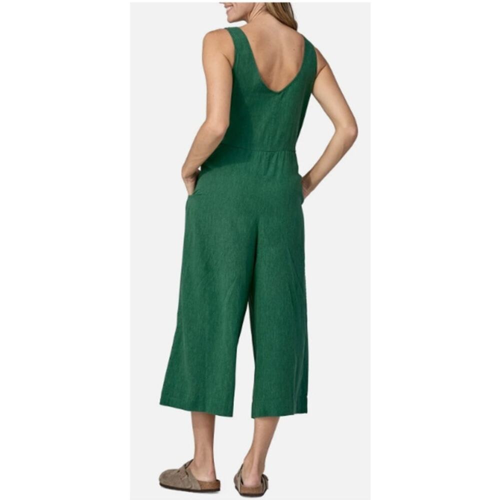 PATAGONIA Garden Island Hemp Blend Wide Leg Cropped Jumpsuit Size L - Picture 2 of 7